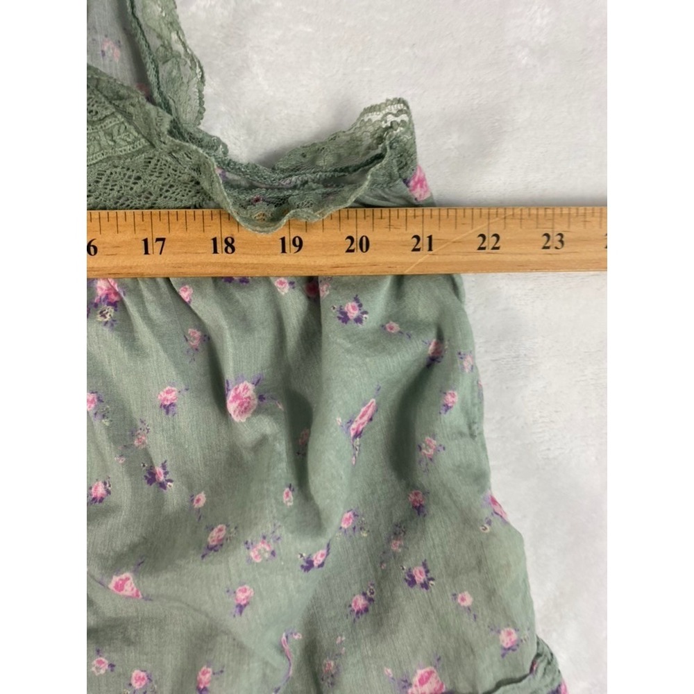 Free People Tank Blouse Top Women Sz L Green Lace Accent Forest Fairy - Picture 6 of 13